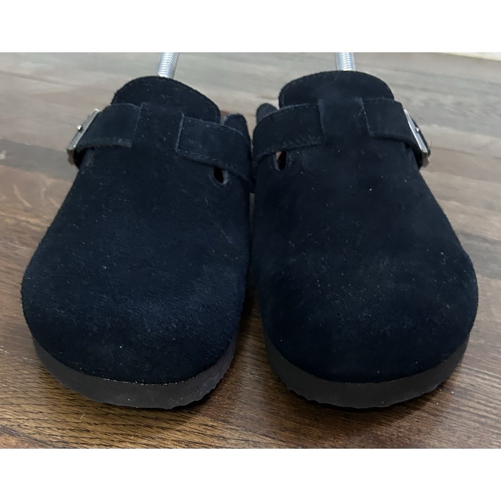 New White Mountain All Day Comfort Bari Leather Slip-On Clog Black Suede 7 (F1)
